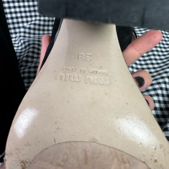 Miu Miu Black Silver Metallic 70s Disco Style Suede Platform Sandals EU 38 US 8 - Picture 5 of 7